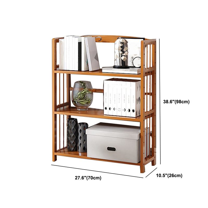 Modern Vertical Bamboo Shelf Etagere Espresso Shelf Bookcase for Bedroom