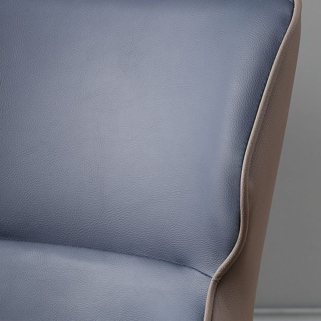 Scandinavian Style Faux Leather Dining Chair Solid Back Chair with 4 Black Finish Legs