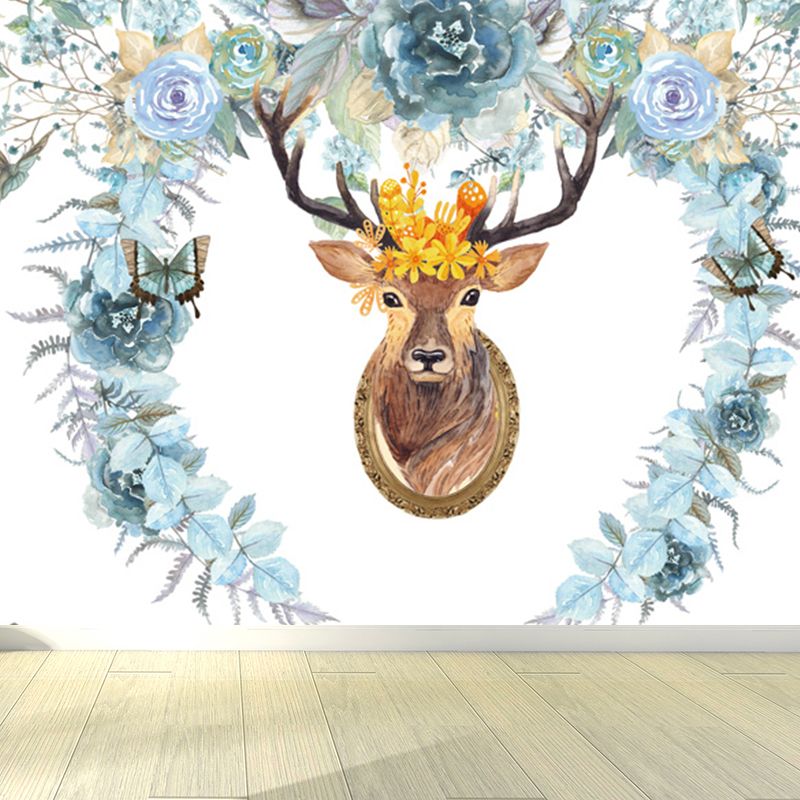 Stain Resistant Reindeer Mural Non-Woven Texture Modern Wall Decor for Girls Room