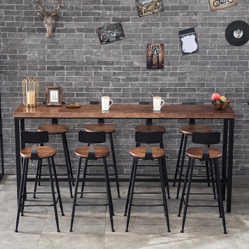 Industrial Bar Table Set 1/4 /9 Pieces Solid Wood Counter Table for Indoor