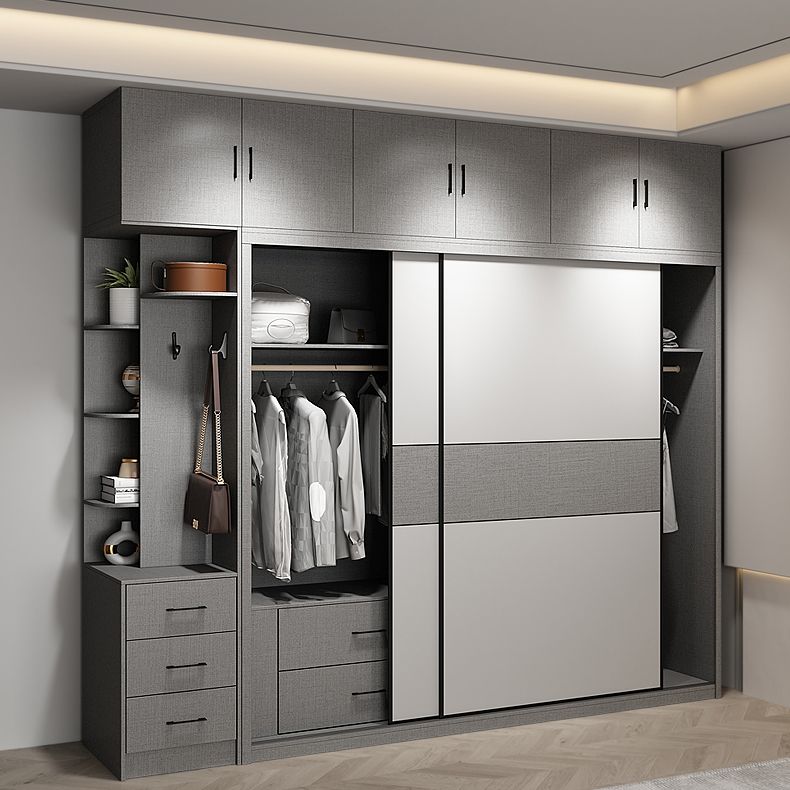 Modern Style Wooden Wardrobe White Colour Wardrobe Closet with Sliding Door