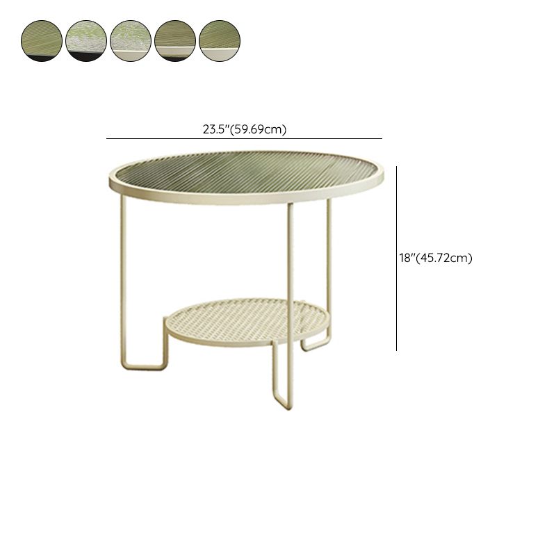 Round GlassCoffee Table Tropical No Distressing Coffee Table Set with Shelf