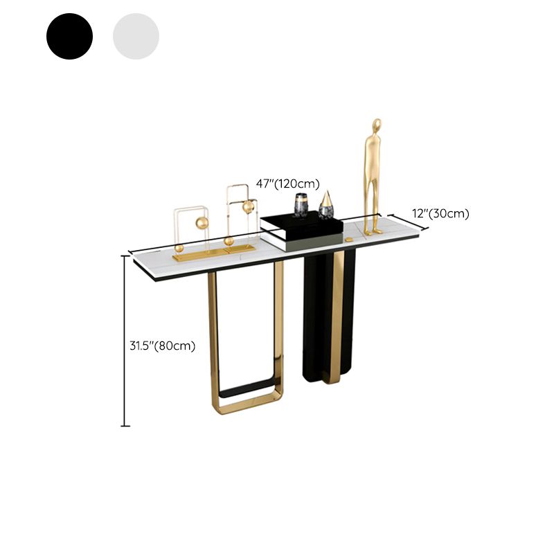 Stone Rectangular Console Table Glam 31.5" Tall Accent Table