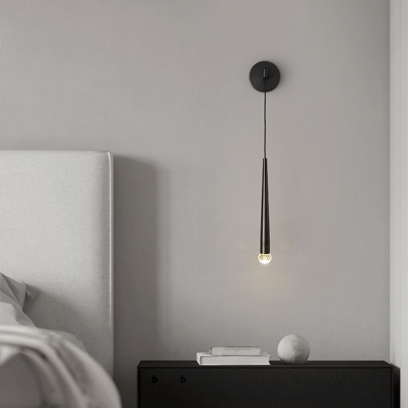 Geometric Shade Crystal Wall Sconce Modern Style 1 Light Wall Mount Lighting in Black