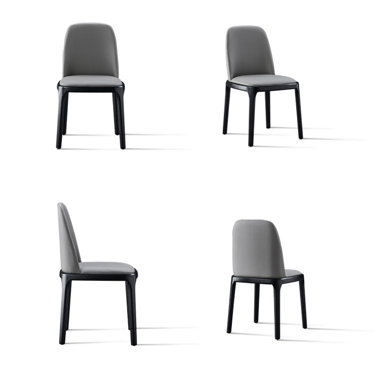 Industrial Armless Dining Chairs Solid Wood Legs Upholstered Side Chair