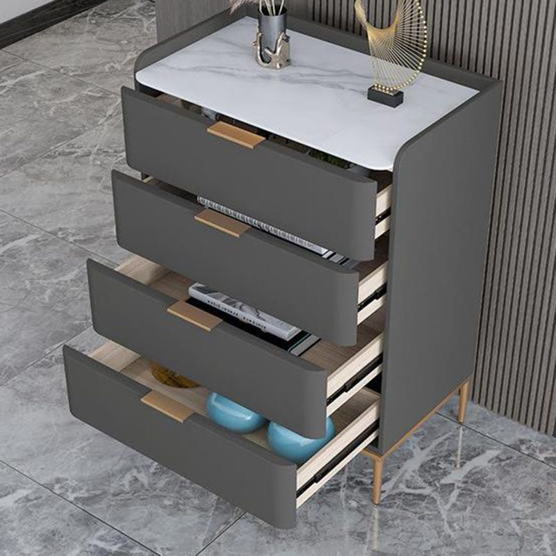 Glam 16"Wide Vertical Storage Chest Stone Bedroom Chest with Drawers