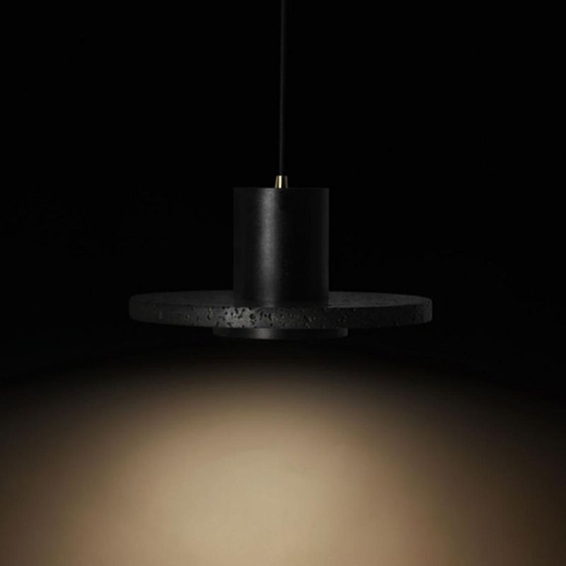 Modern Black Ceiling Pendant Light Rock Circle Down Lighting with 1 Light