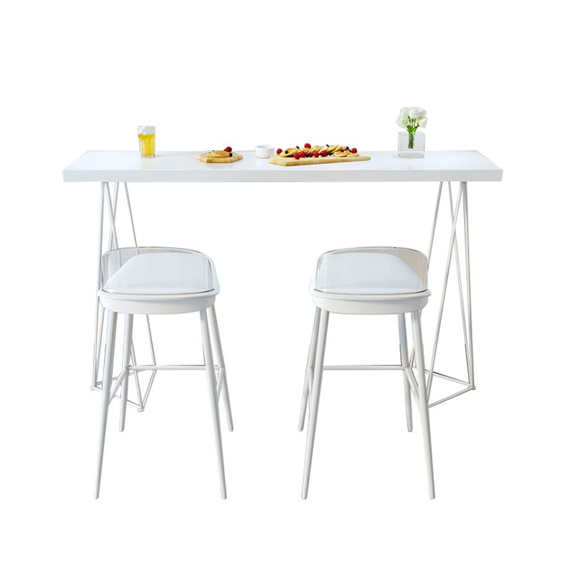 Modern Rectangle Bar Dining Table Artificial Wood Bistro Table in White