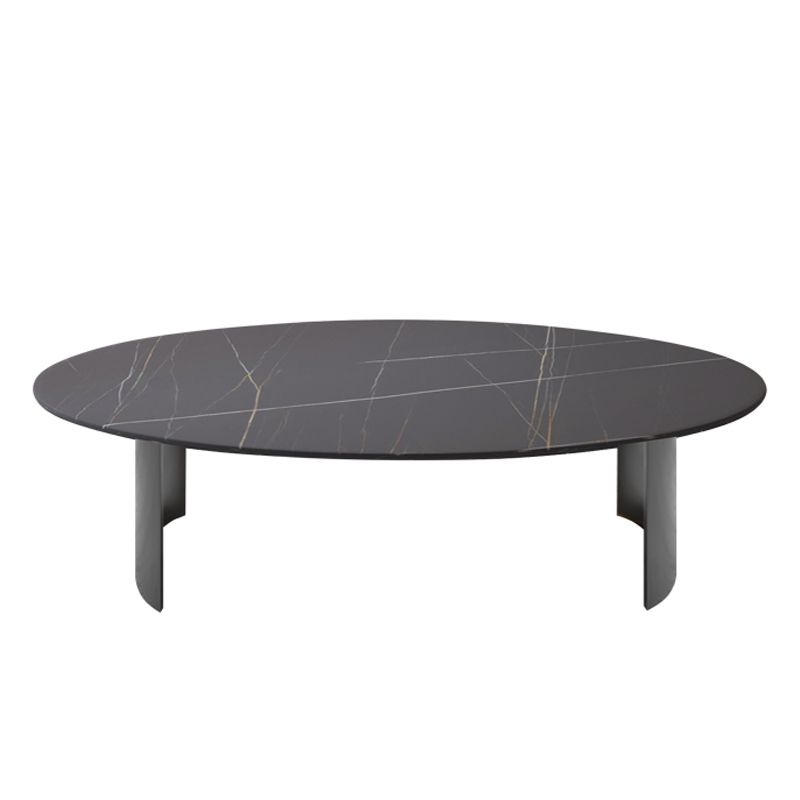 15.75" H 1 Single Coffee Table Glam Elliptical Stone Cocktail Table