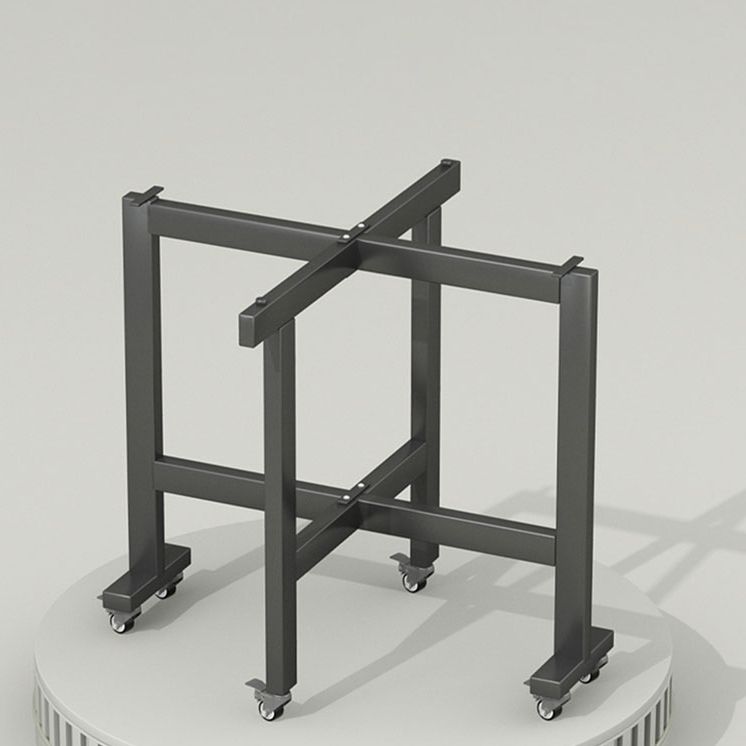 Modern Foldable Dining Table Round Grey Wood Tabletop with Metal Trestle Base