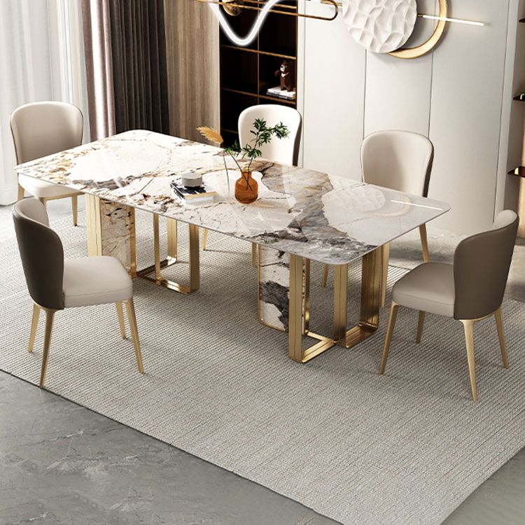 Luxurious Sintered Stone Top Dining Set Rectangle 1/3/4/5/6 Pieces Dining Room Table Set