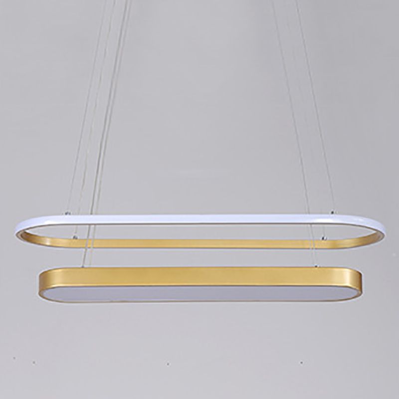 Comedor elíptico lámpara colgante LED metálico de 2 luces encimeras modernas