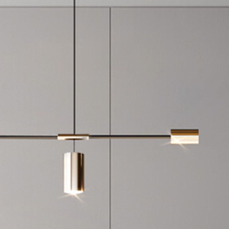 Post Modern Kitchen Island Fixture LED Metal Ceiling Pendant in Black & Gold Finish