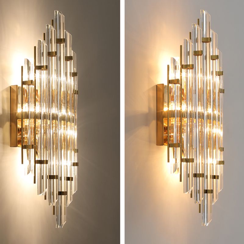 Geometric Gold Wall Lamp in Modern Creative Style Wrought Iron Wall Sconce with Crystal Shade
