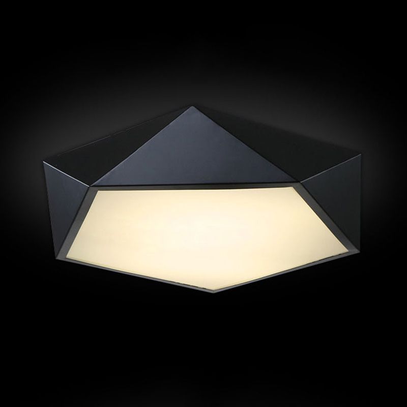 Modernist 3D Pentagon Flushmount Acrylic Bedroom 16.5/20.5/24.5 Inches Wide LED Ceiling Flush Light Fixture in Black, Warm/White Light