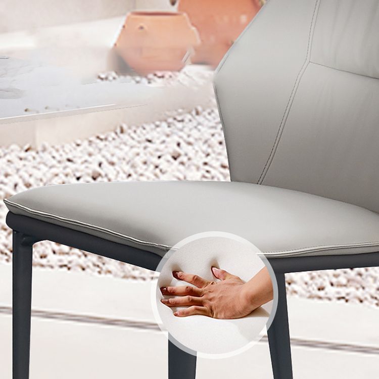 Modern Simple Side Chair Faux Leather Dining Chair with Metal Base for Living Room