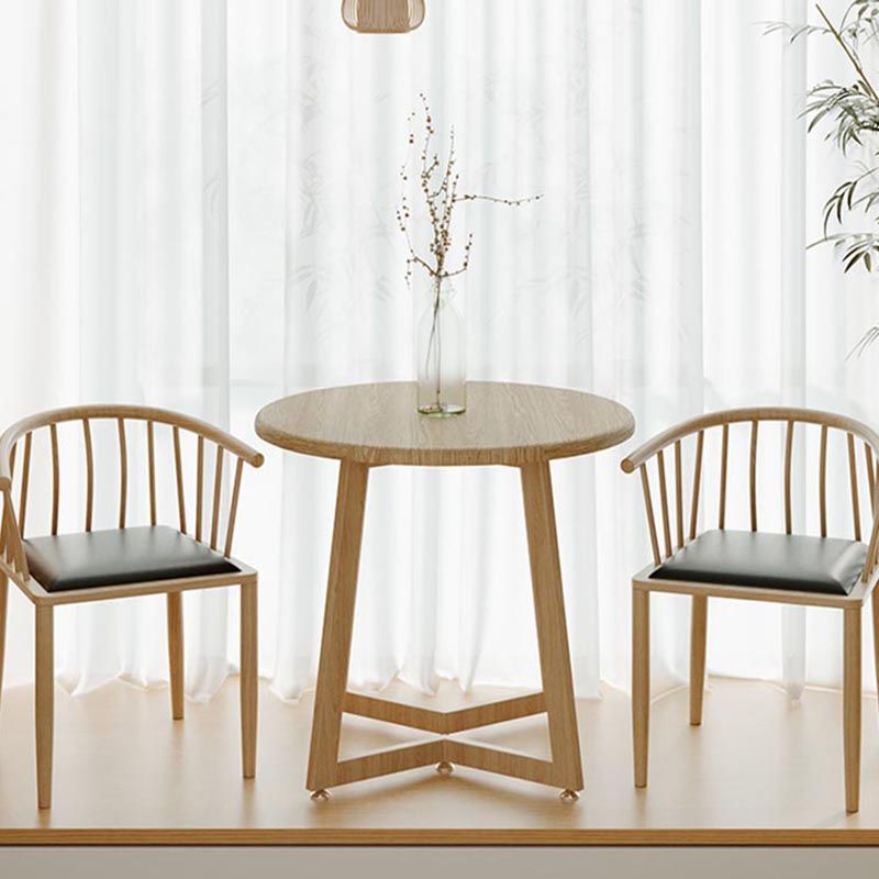 Round Wood Dining Table Sled Base Dining Table in Natural and Walnut