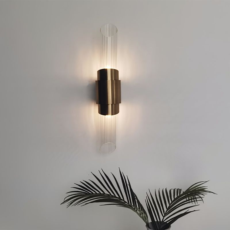 American Style Cylinder Shape Vanity Light with Glass Shade for Shower Room