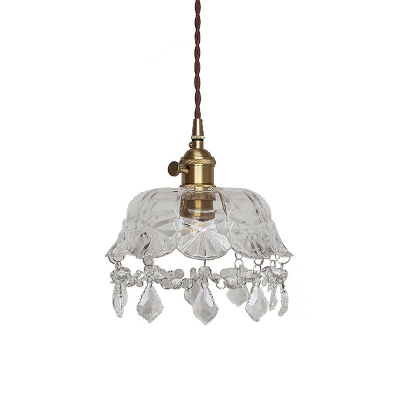 Bowl Light Suspension Pendant Modern Simple Crystal Hanging Lights for Bedside