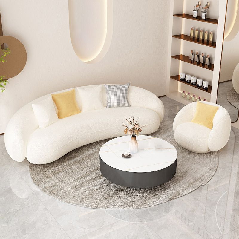 Contemporary Curved Sofa with Tight Back and Tuxedo Back for Living Room