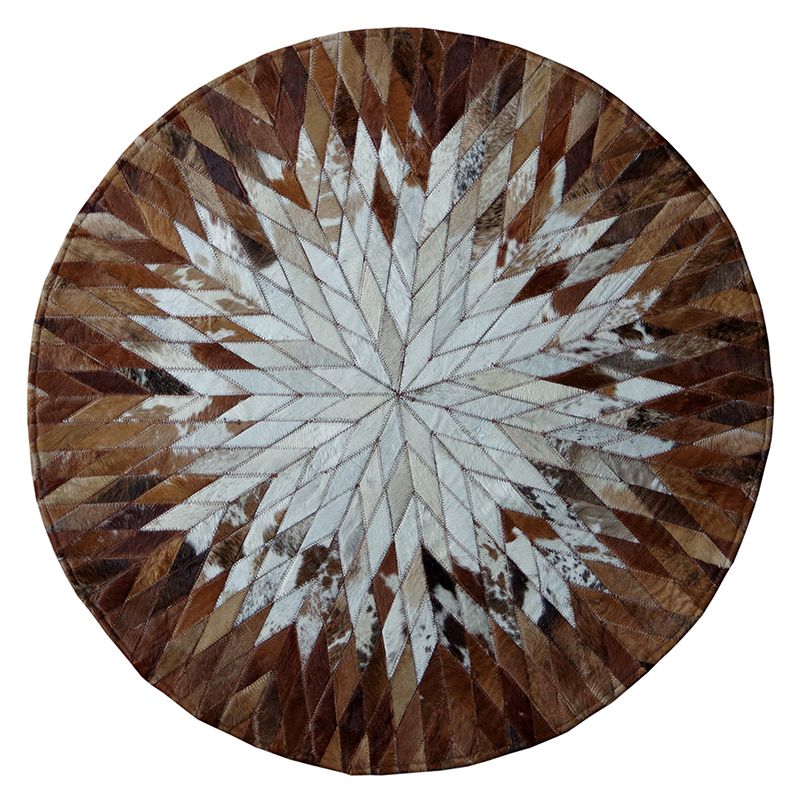 Scandinavian Living Room Rug Multi-Color Geometric Printed Indoor Rug Cowhide Non-Slip Pet Friendly Area Carpet