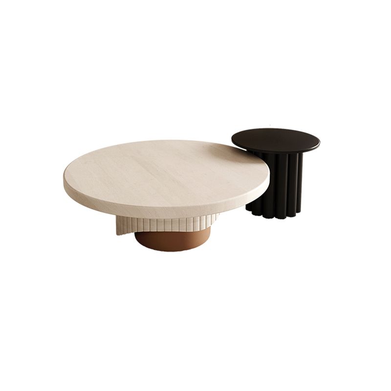 Nordic Wood Pedestal Coffee Table Macaroon Round Nesting Coffee Table