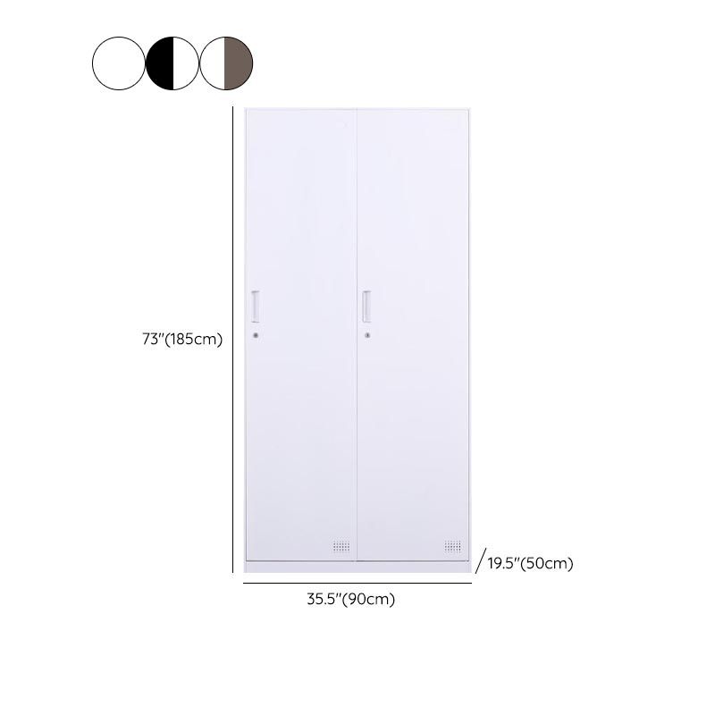 Modern Hinged Door Wardrobe with Garment Rod Metal Cabinet for Home
