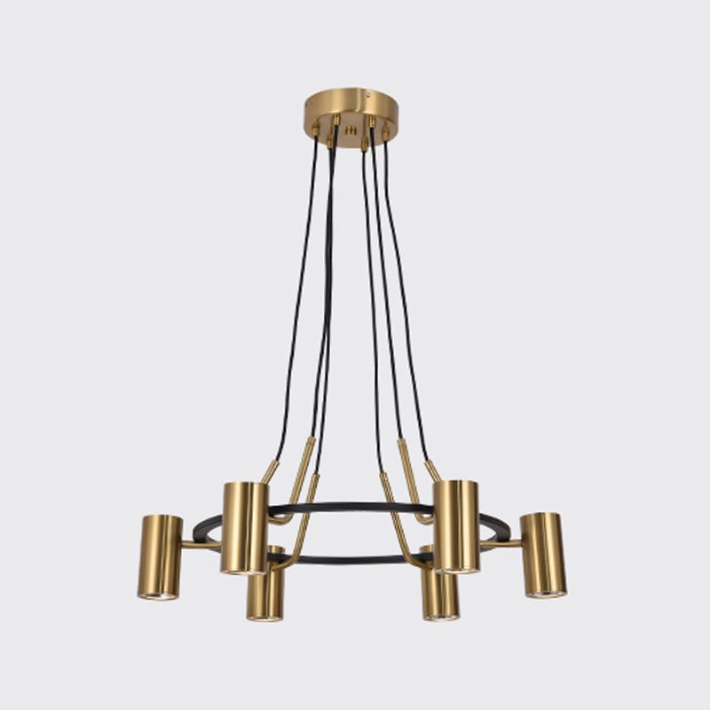 Lampe suspendue en or Postmodern Cylinder Forme en métal Light Pendante de lustre en métal