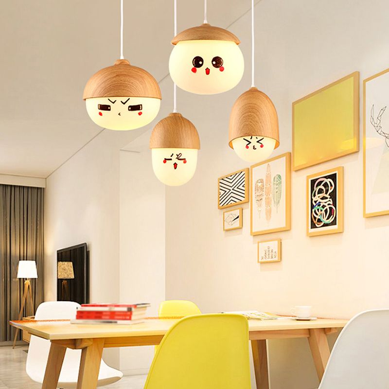 LAMPE DE TRAPLE DE FINE DE BOIS NORDIQUE 1-LIGHT BLANC SUSPENSION SUSPENSION POUR CAFE