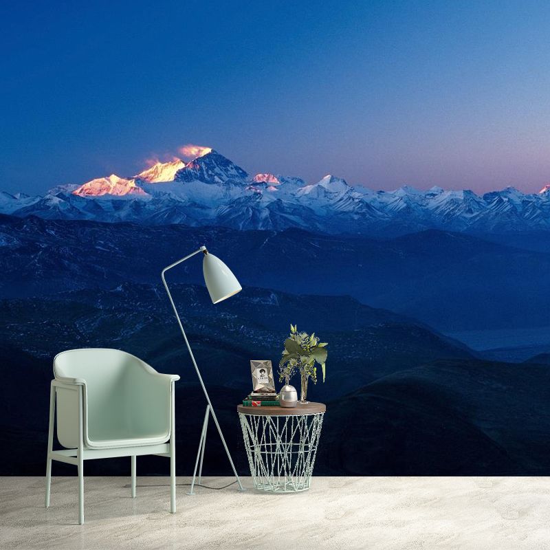 Blue Morning Snow Mountain Mural Decal Stain-Proof Wall Covering for Home Gallery
