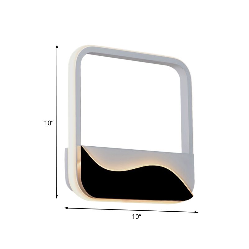 Montaje LED de Montaje LED minimalista Luz blanca y negra cuadra cuadrado aplastador de pared con sombra acrílica en luz cálida/blanca