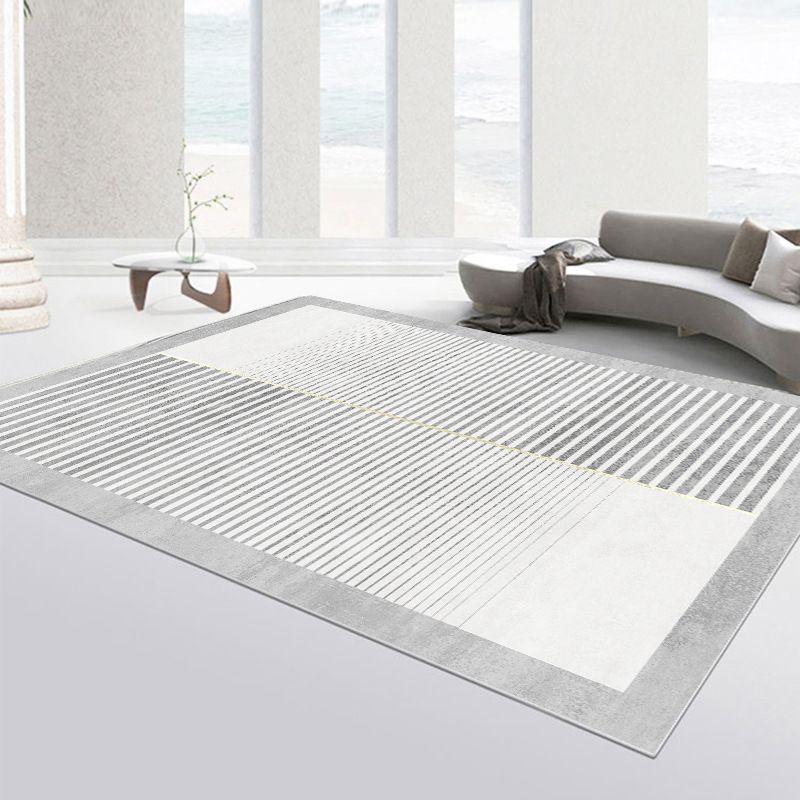 Light Grey Modern Carpet Polyester Line Carpet Washable Carpet for Living Room