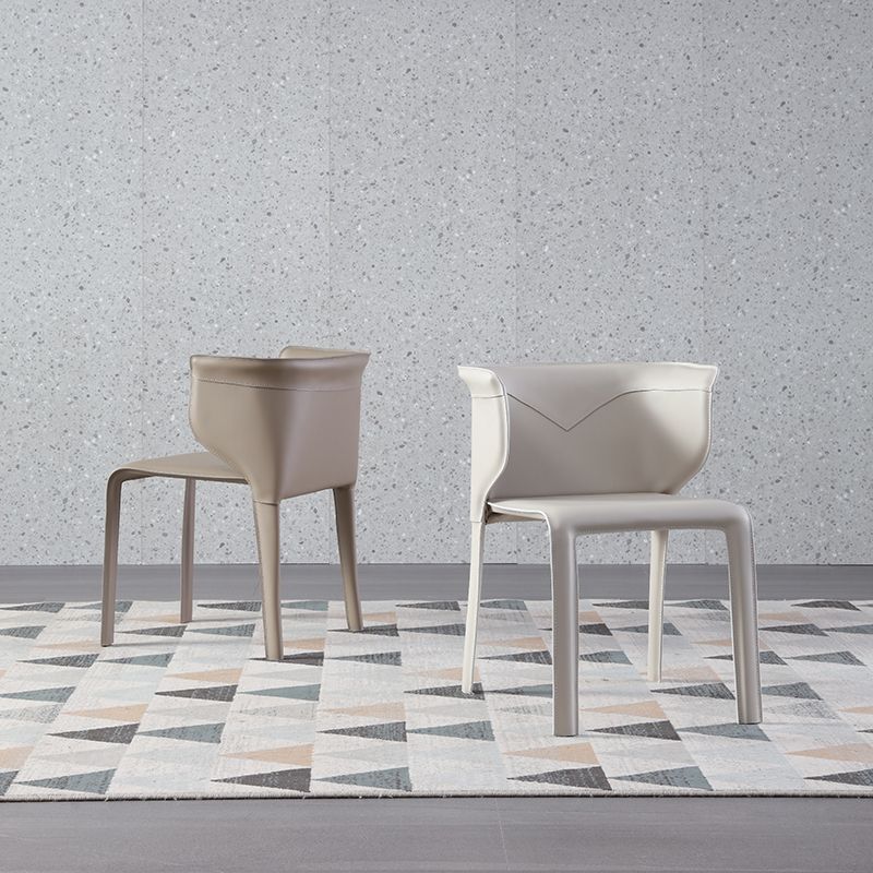 Contemporary Leather Dining Chair Armless Wingback Side Chair for Home Use