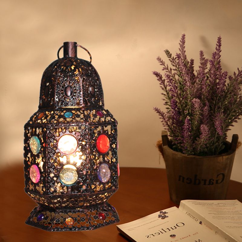 1 Kopfmetall Nachttischlampe Vintage Kupfer Laternen Wohnzimmer Nachttisch Beleuchtung