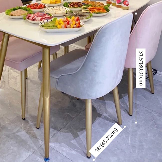 Scandinavian Sintered Stone White Dining Set Rectangle Standard Dining Set for Kitchen