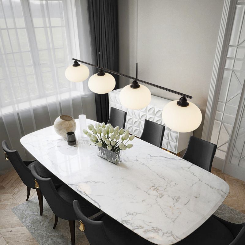Glass Hanging Lamps Lantern-Shape Island Light Fixture for Dining Room