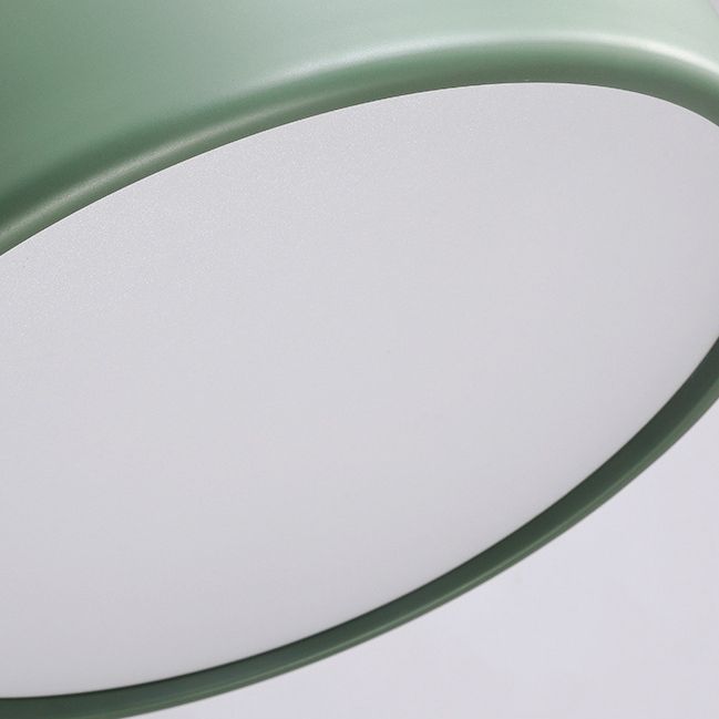 Drum Shade Pendant Lighting Macaron Metal 3-Bulb Plafond Plafonnement