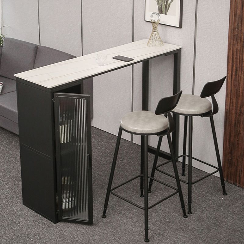 Luxury Rectangle Bar Table Set 1/2/3/5 Pieces Sintered Stone Counter Table with Stools