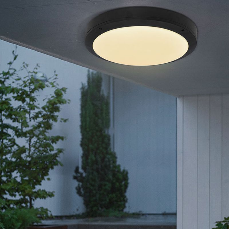 Traditioneel inbouwlichtarmatuur, 1-lichts LED dicht bij plafondlamp met witte acrylkap