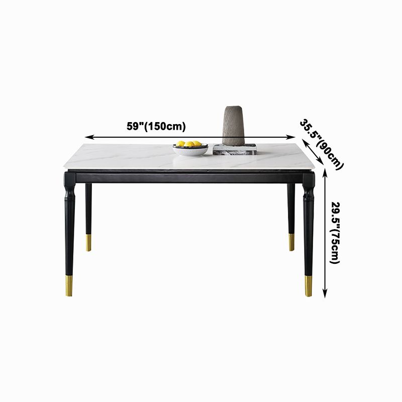 Vast hout midden-eeuwse moderne tafel wit gesinterde stenen tafel met 4 poten