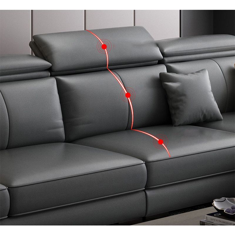 Modern Sloped Arms Sectionals 33.46"High Cushion Back Sectional Sofa with Storage, Grey