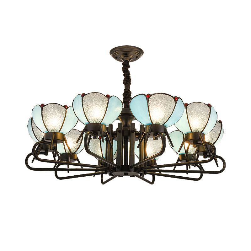 Lampadella blu in vetro petalo illuminazione con lampada sospensione tiffany a catena sospesa per soggiorno