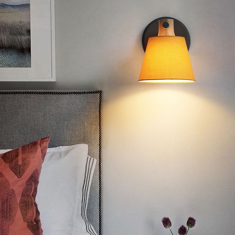 Cone Wall Wall Mount Light Fixture Modern Style Fabric Bedroom Wall Lighting Fixture