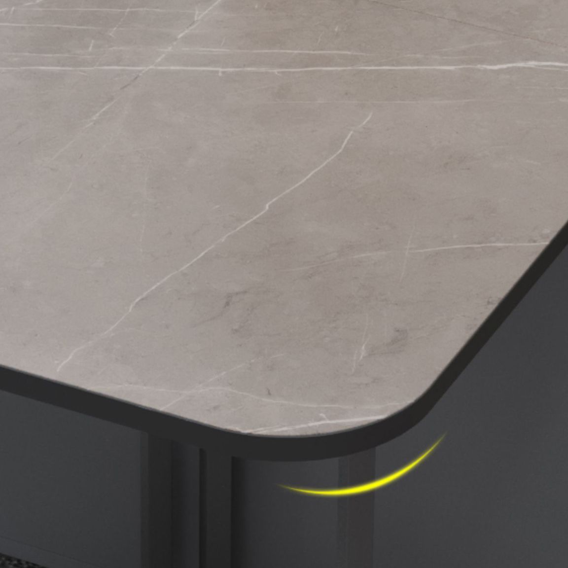 Moderne stijl rechthoek eettafel gesinterde stenen drop-blad eettafel