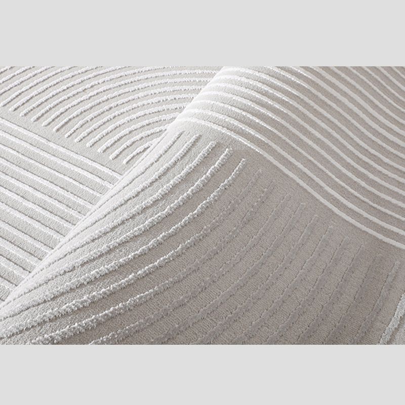 Grey Modern Area Carpet Polyester Stripe Pattern Rug Stain Resistant Area Rug for Home Decoration