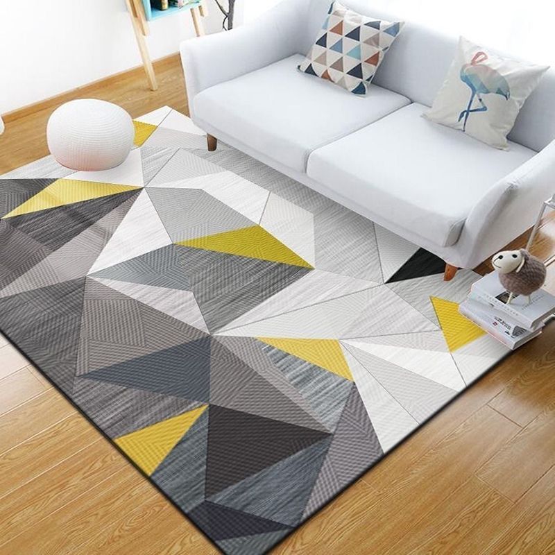 Light Gold Deer Rug Polyester Modern Rug Washable Rug for Living Room
