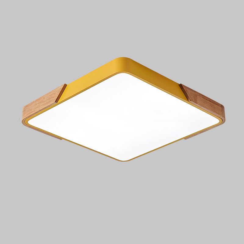 1-Light Squared Flush Mount Ceiling Light Fixtures Modern Metal Led Flush Light