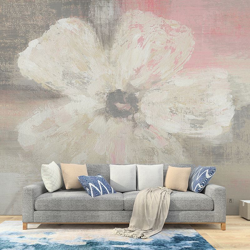 Illustration Blossoming Flower Wall Decor Personalized Size Wall Mural Decal for Girl's Bedroom, Custom-Printed