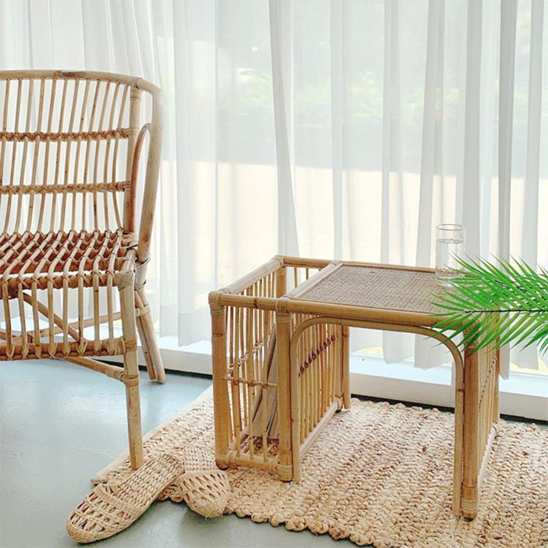 15.74" Tall Rattan End Table Rectangular Natural Accent Side Table