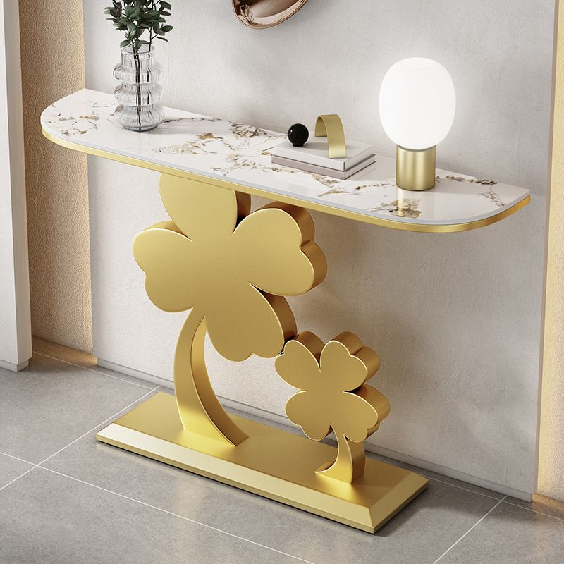 Glam Half Moon Console Table Scratch Resistant Accent Table for Hall
